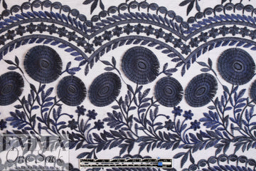 NY designer scalloped edge 3-D netted lace - sapphire