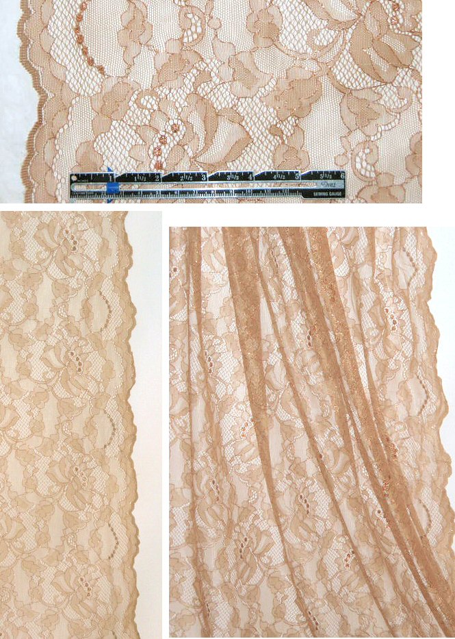 Akik0 double scallop wide lace - nude/copper