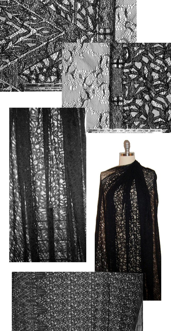 Burning T0rch double border black filet lace 1.75 yd