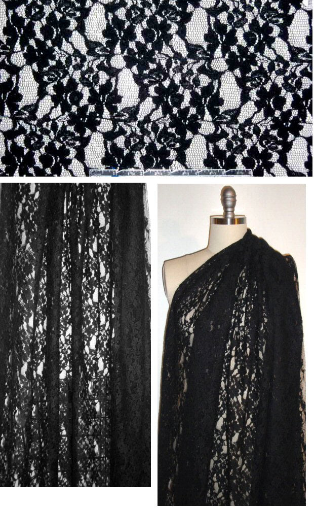 DKNY Italian cotton blend floral lace - black