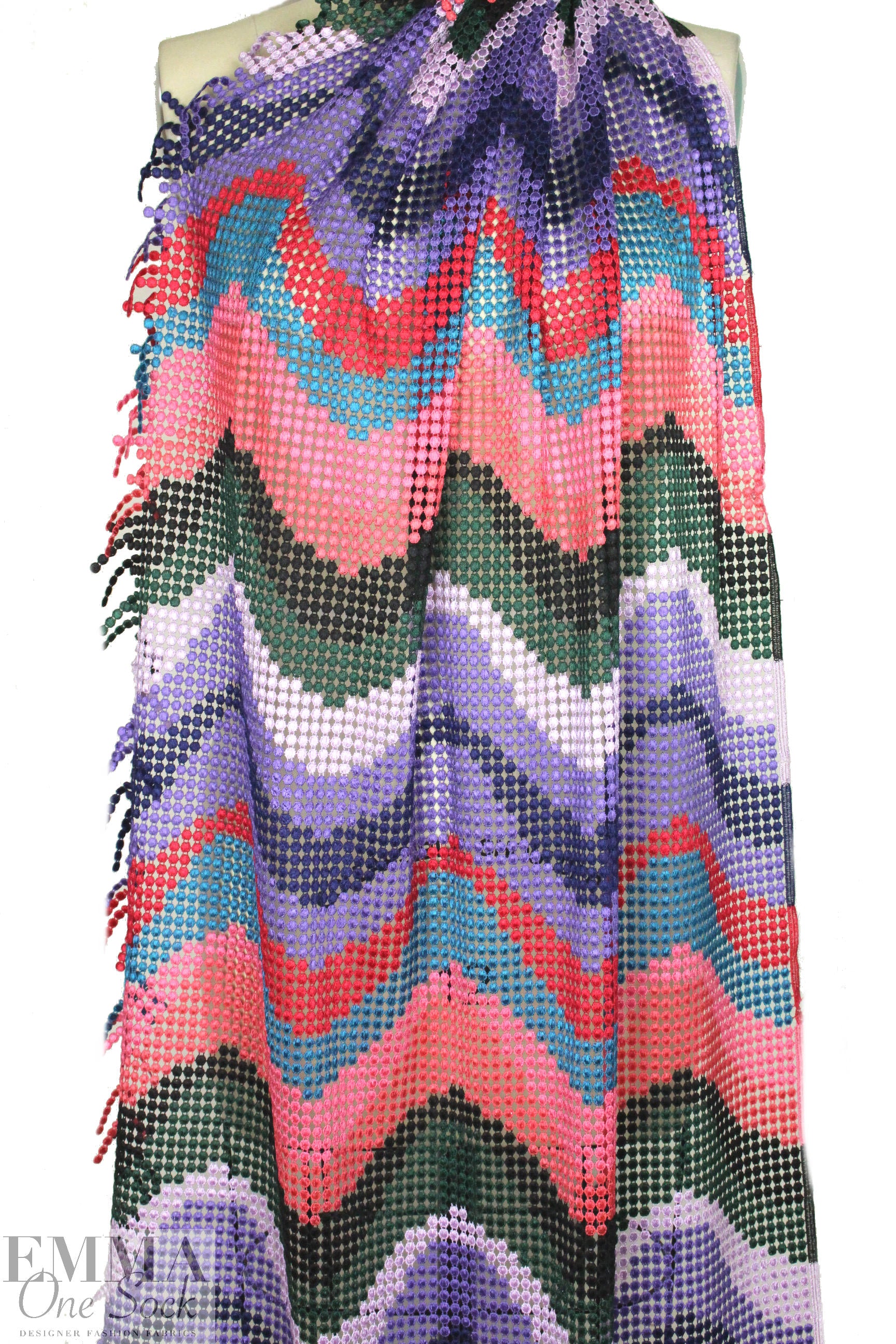 famous designer wavy bead guipure lace wide trim