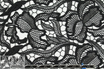 famous designer double scallop guipure lace - black