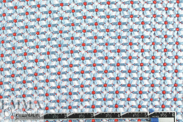 famous designer little flower lace - lt. blue/red