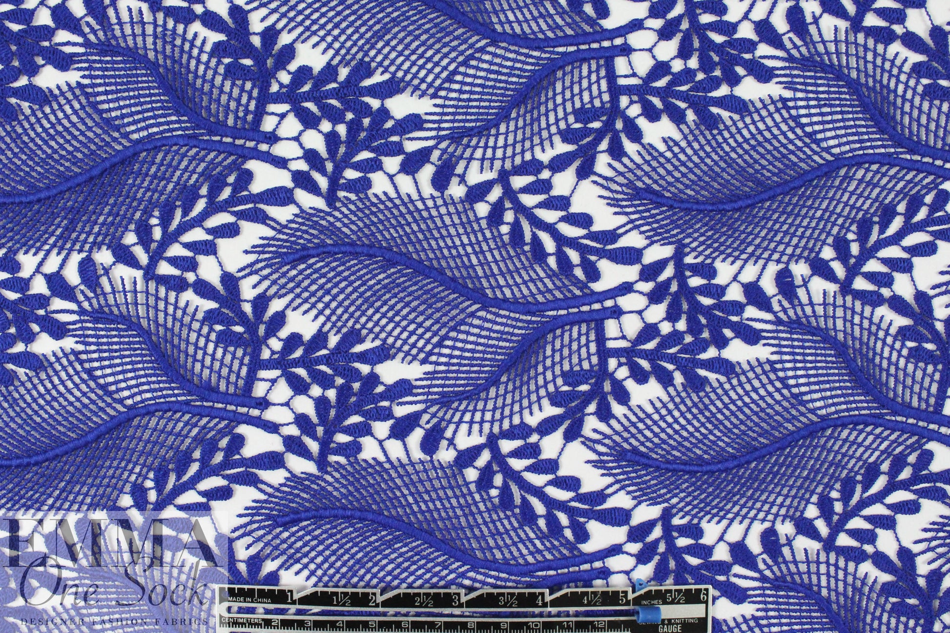 famous designer double scallop lace - electric blue