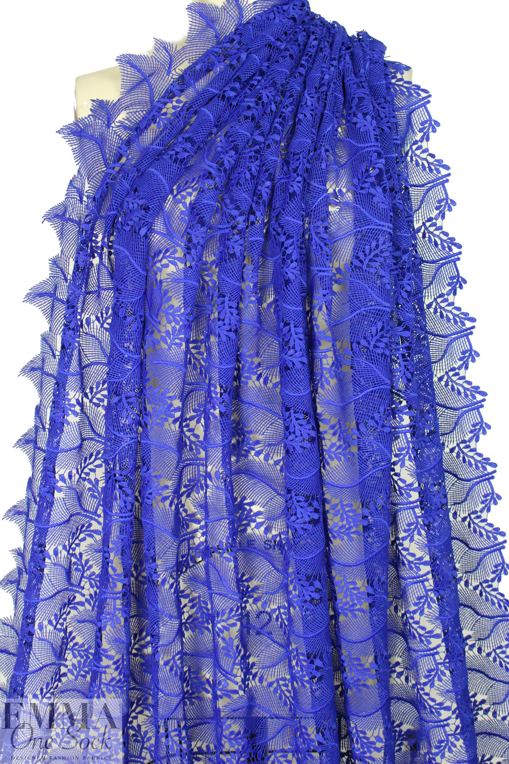 famous designer double scallop lace - electric blue