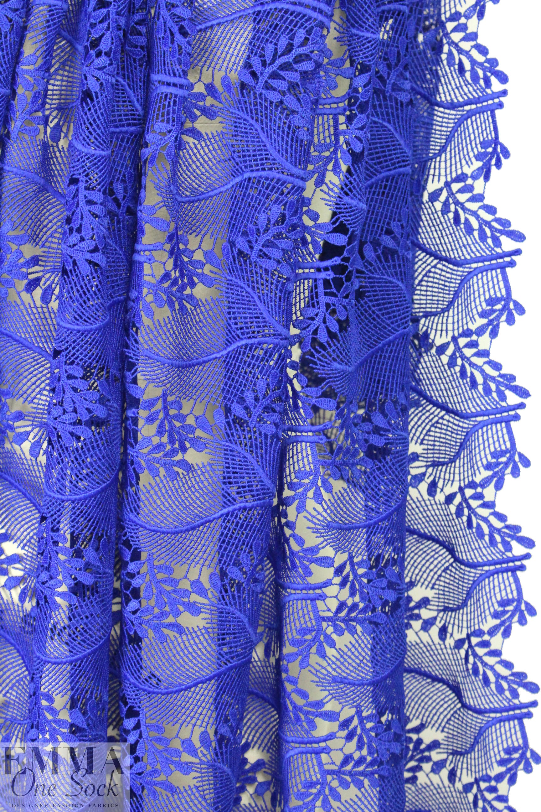 famous designer double scallop lace - electric blue