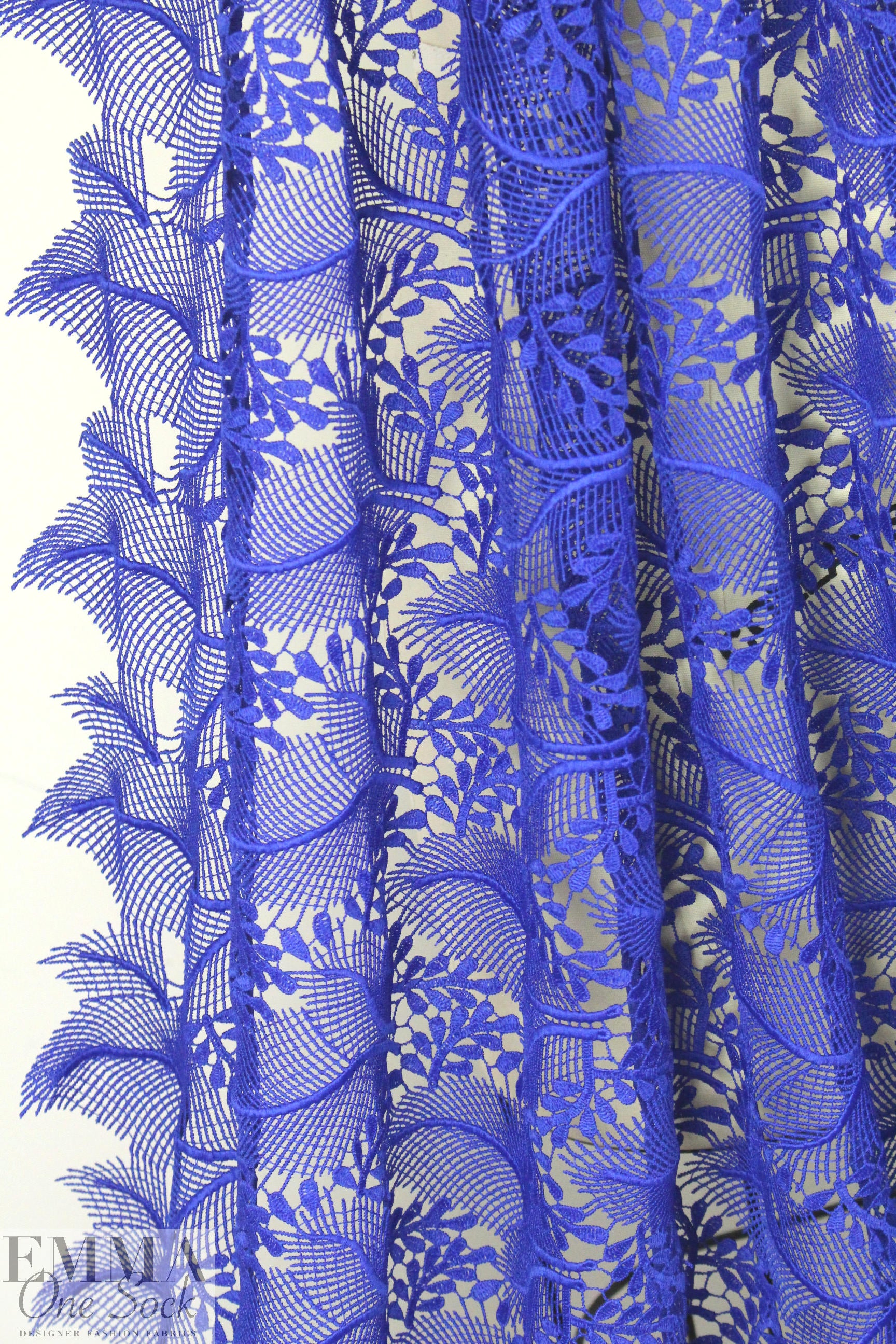 famous designer double scallop lace - electric blue