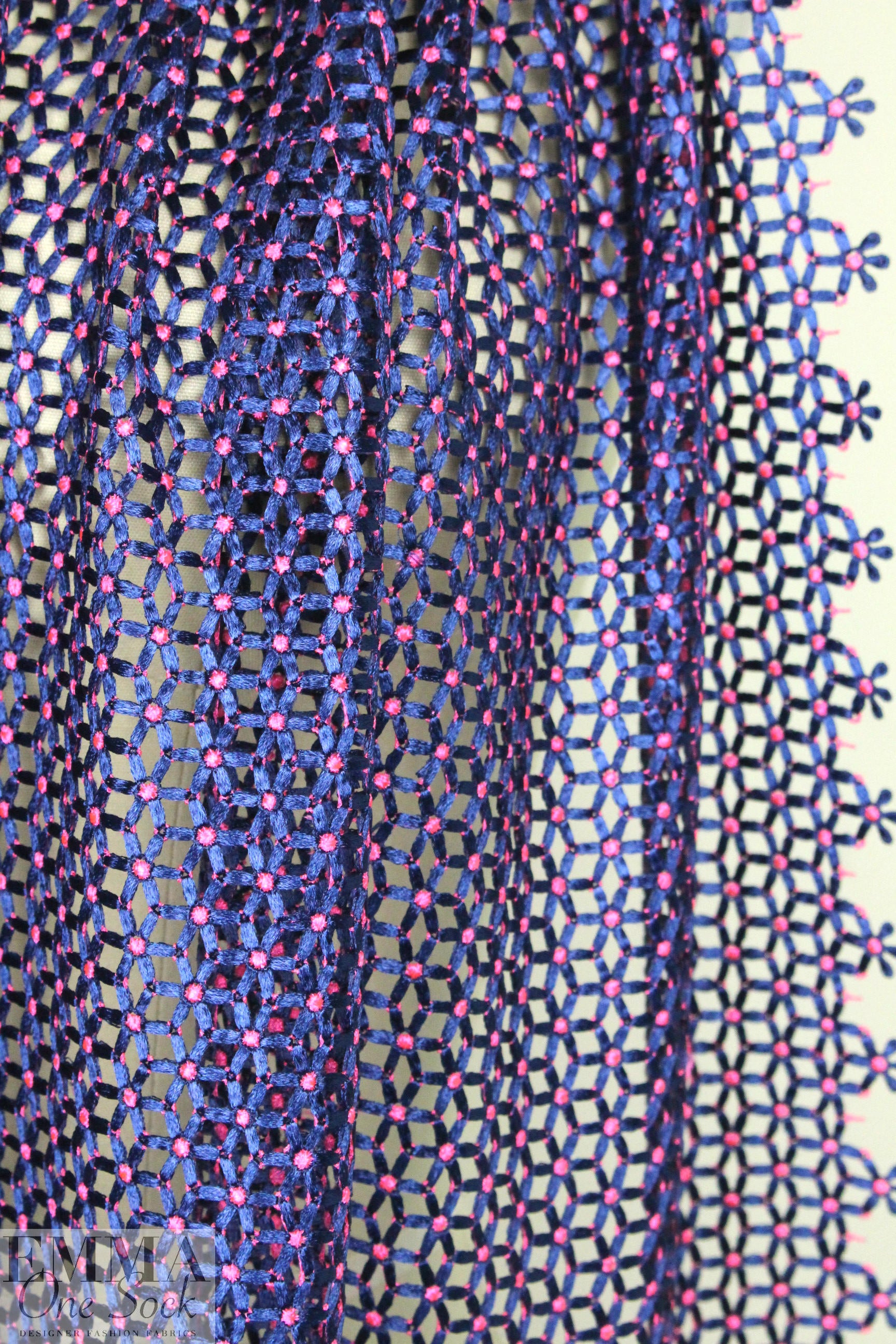 famous designer little flower lace - navy/pink