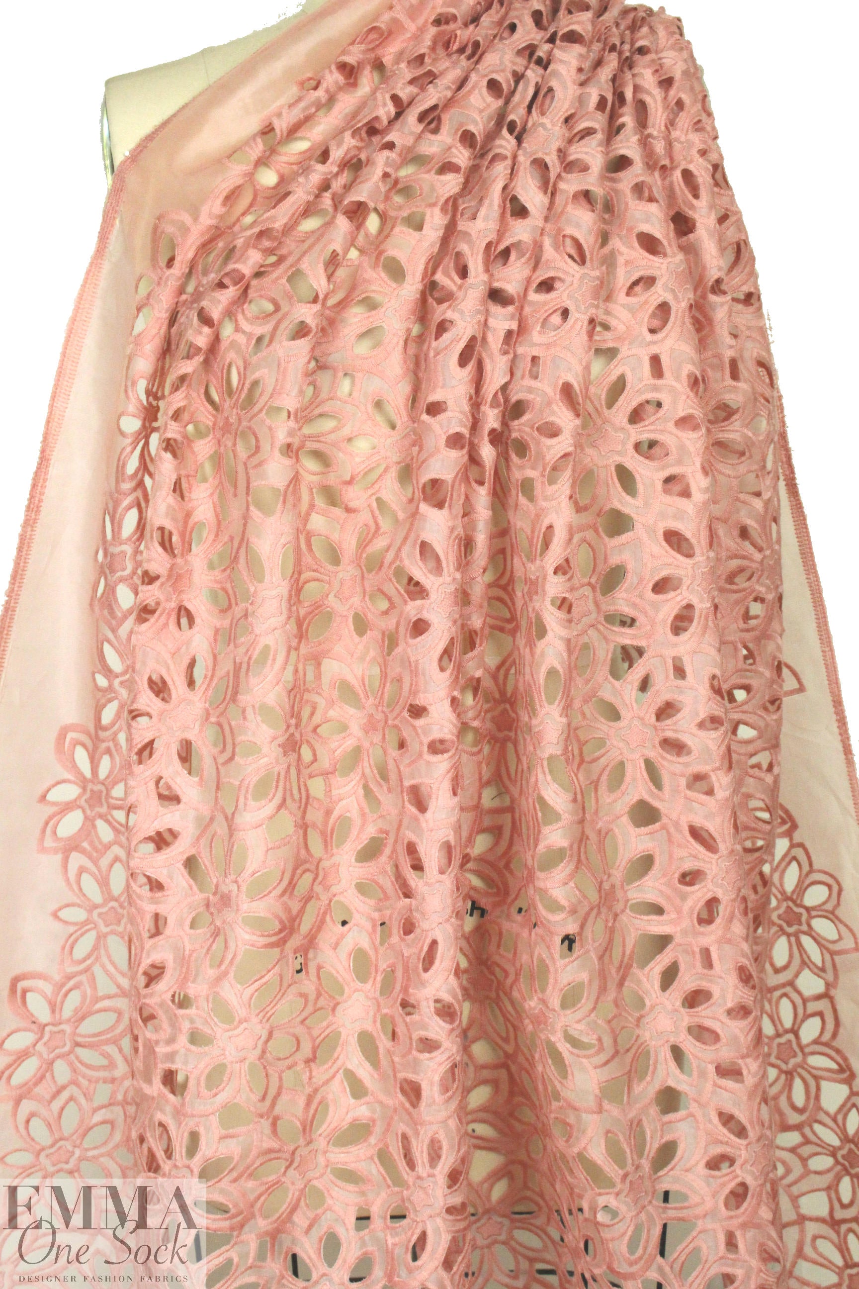 famous designer embroidered eyelet silk organza