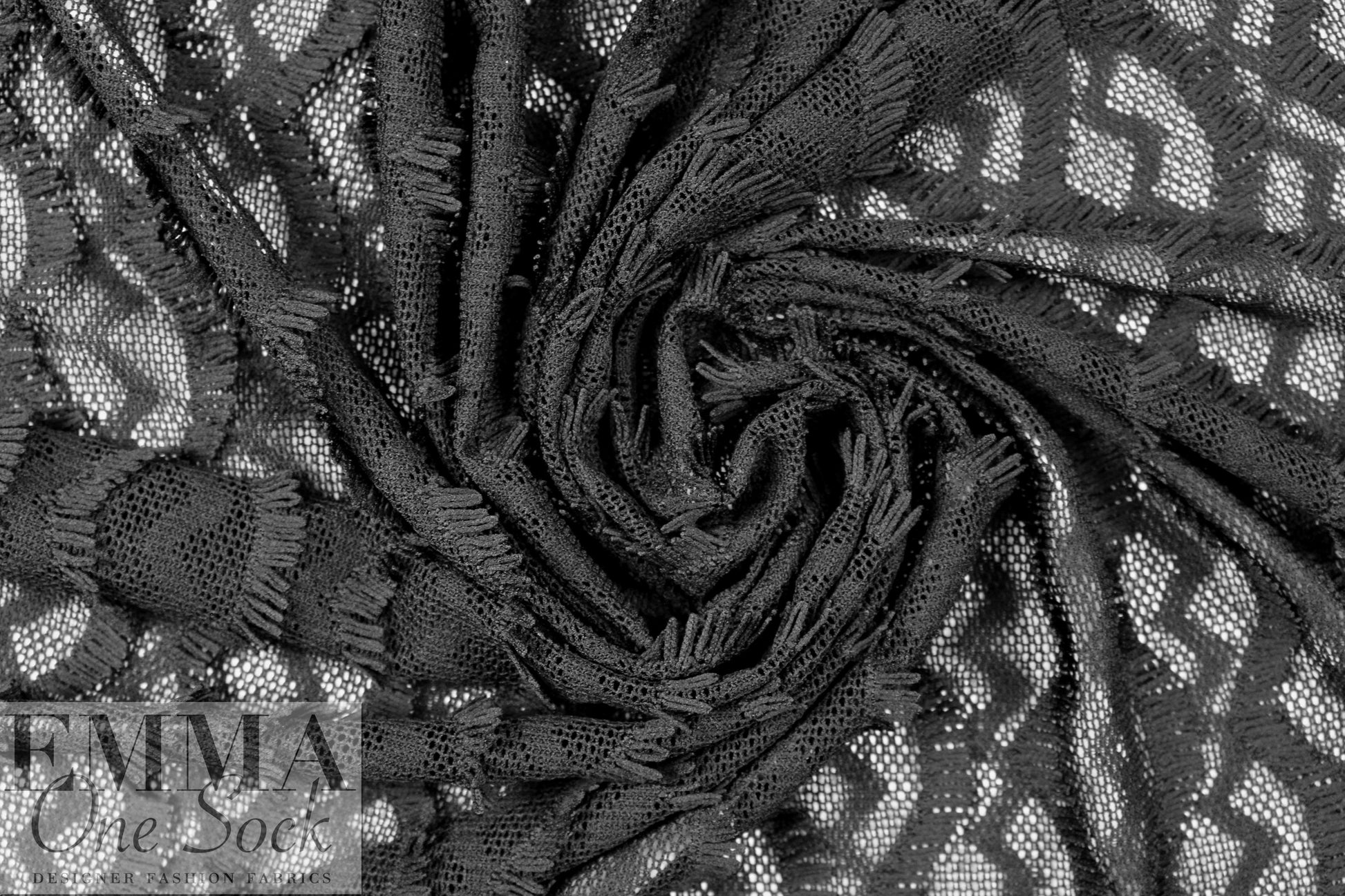 LA designer black fringed, scalloped fancy lace 1.625 yd