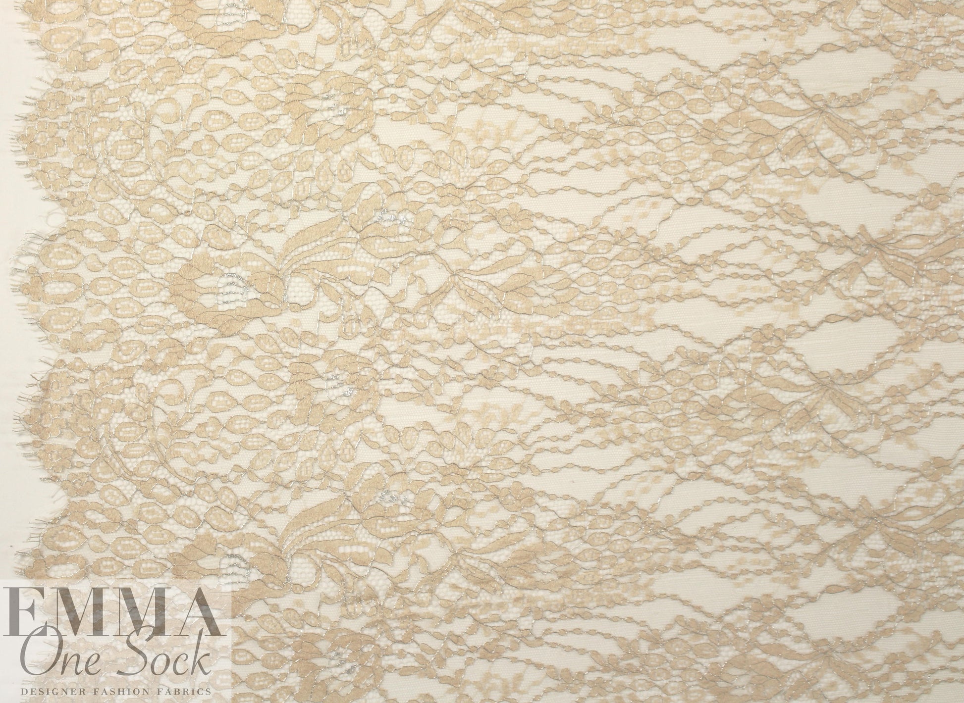 CA designer double scallop chantilly lace - beige 1.5 yds