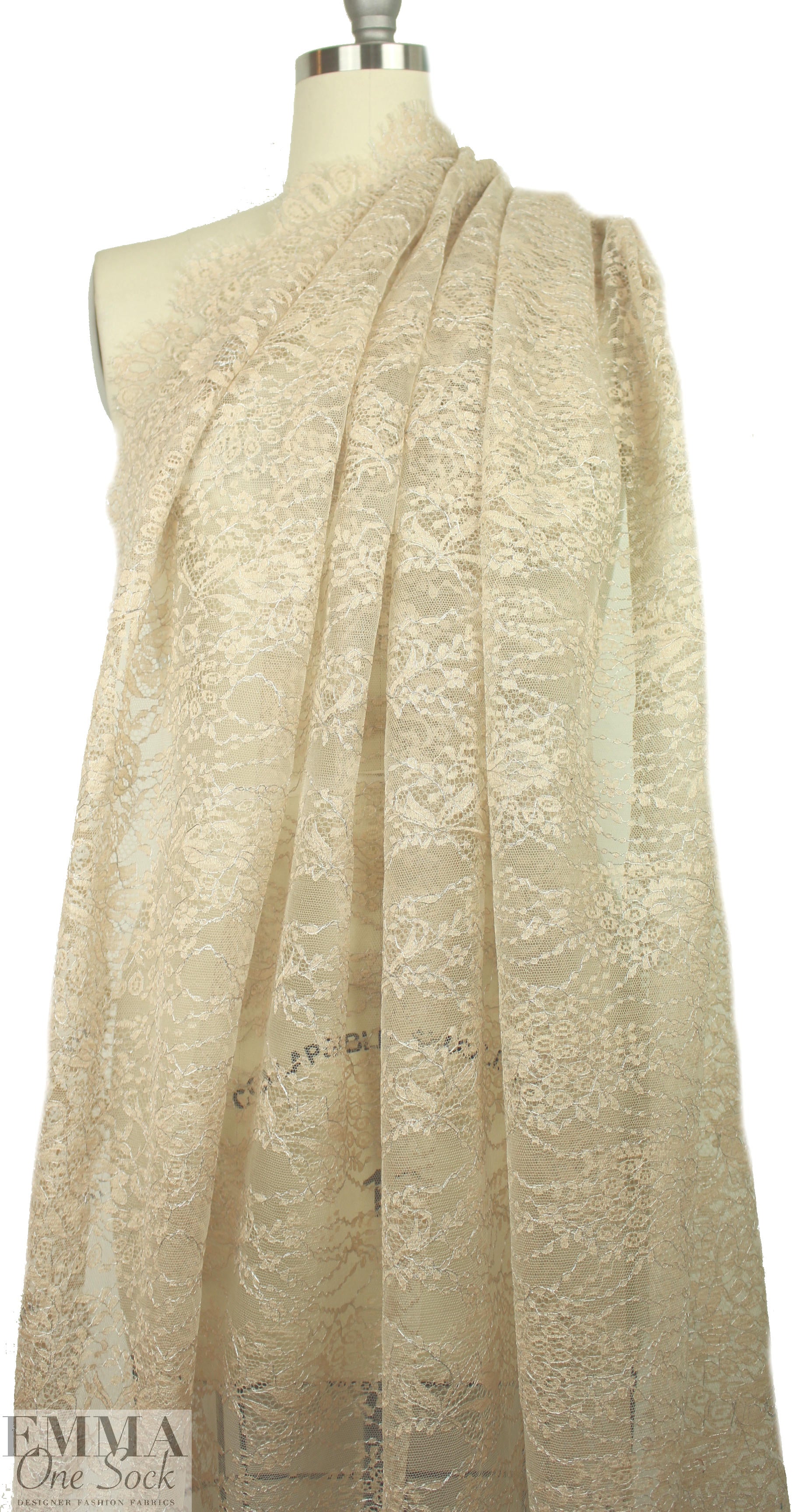 CA designer double scallop chantilly lace - beige