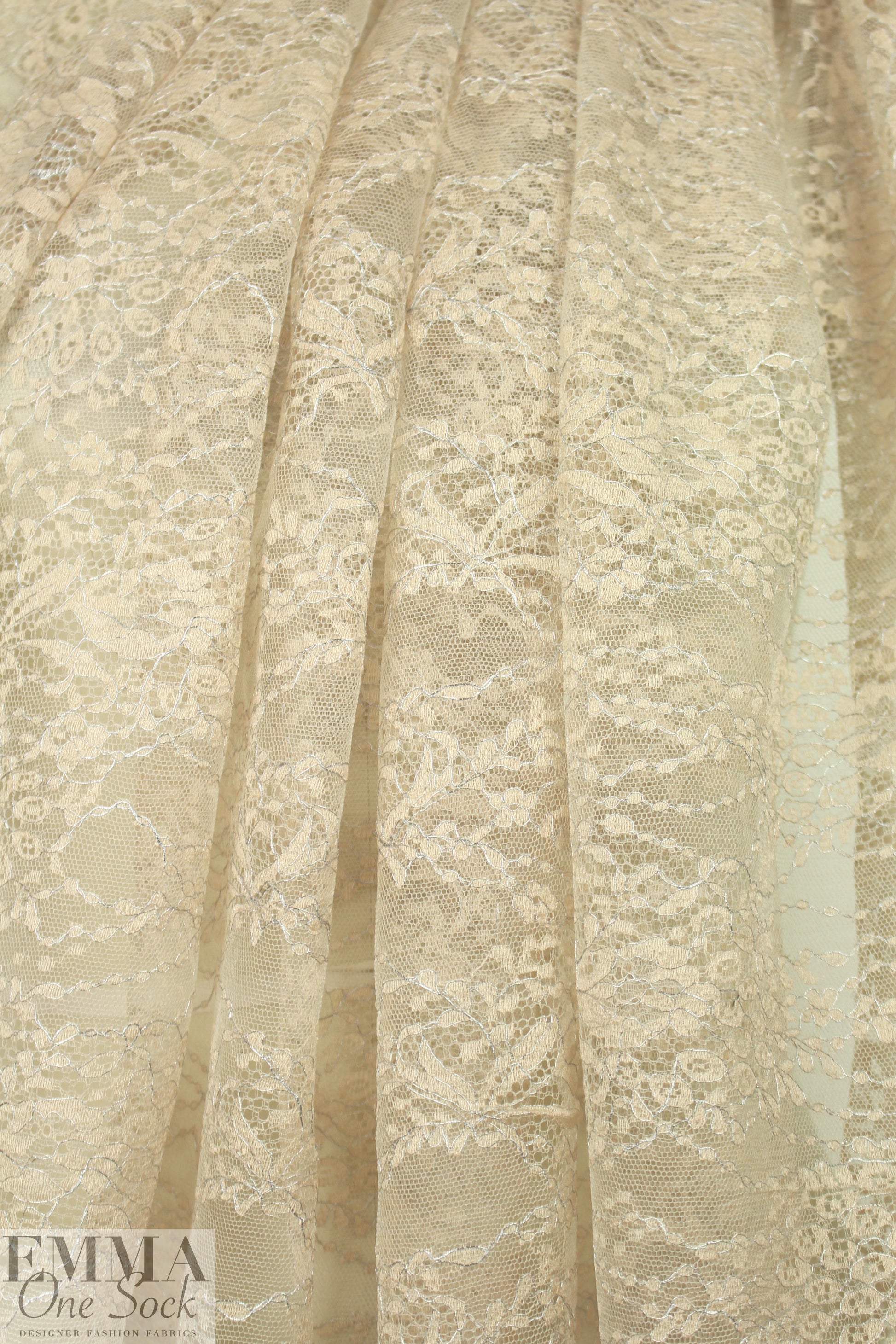 CA designer double scallop chantilly lace - beige