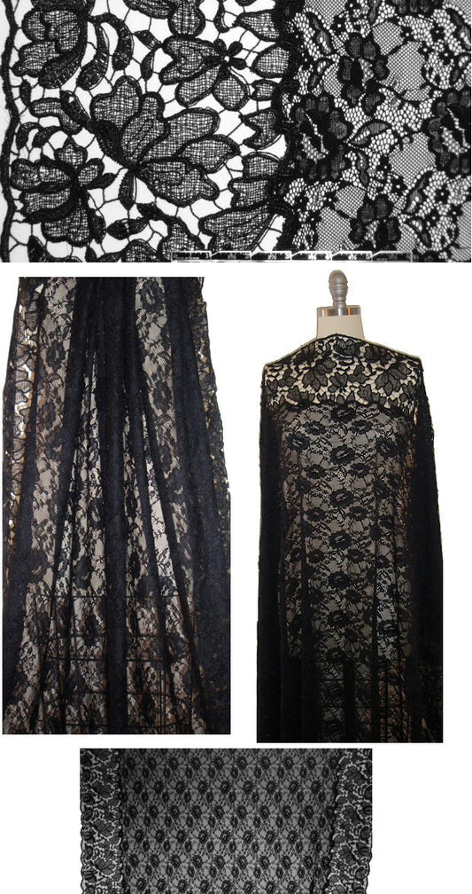 CA designer double border reemb. floral lace