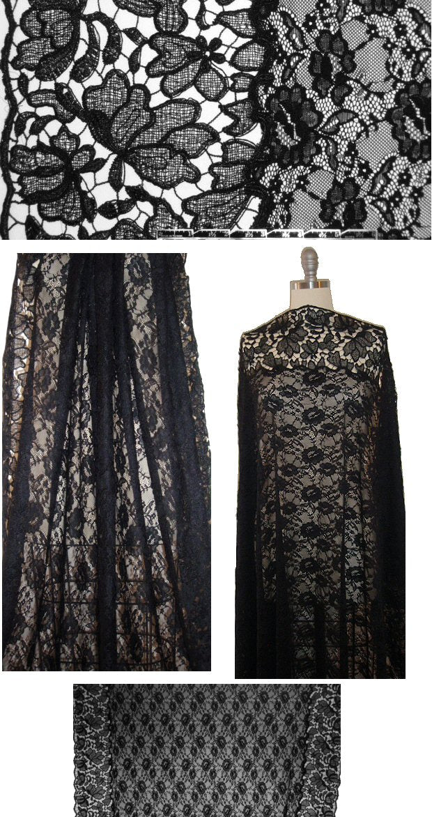 CA designer double border reemb. floral lace 1.66 yd