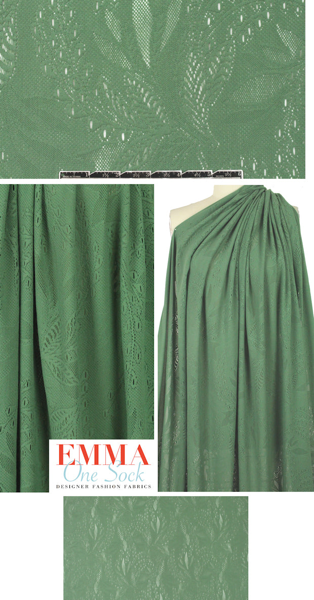 Italian lacey cut-out novelty knit - loden frost
