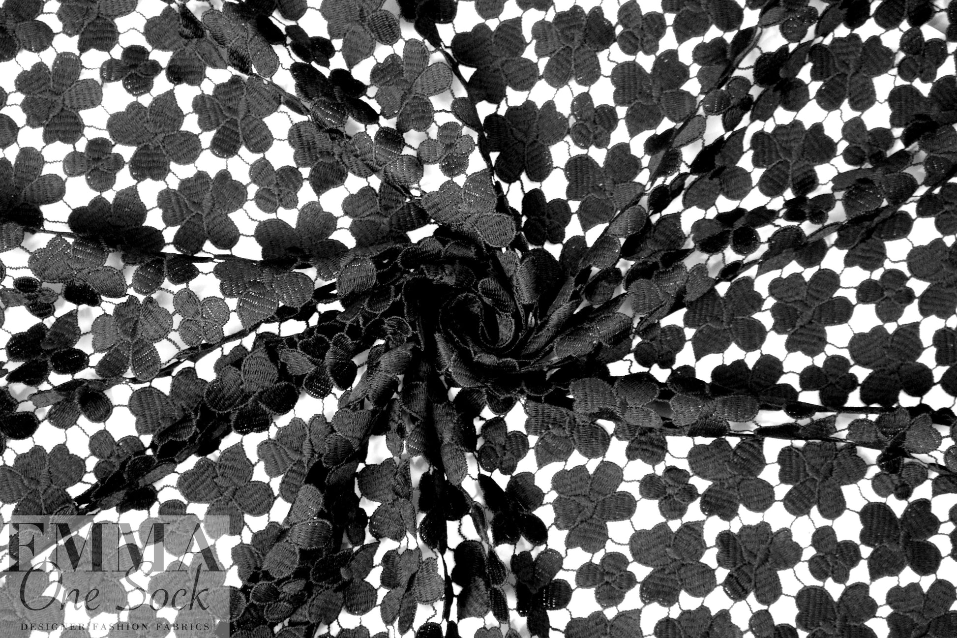 NY designer floral guipure lace - black