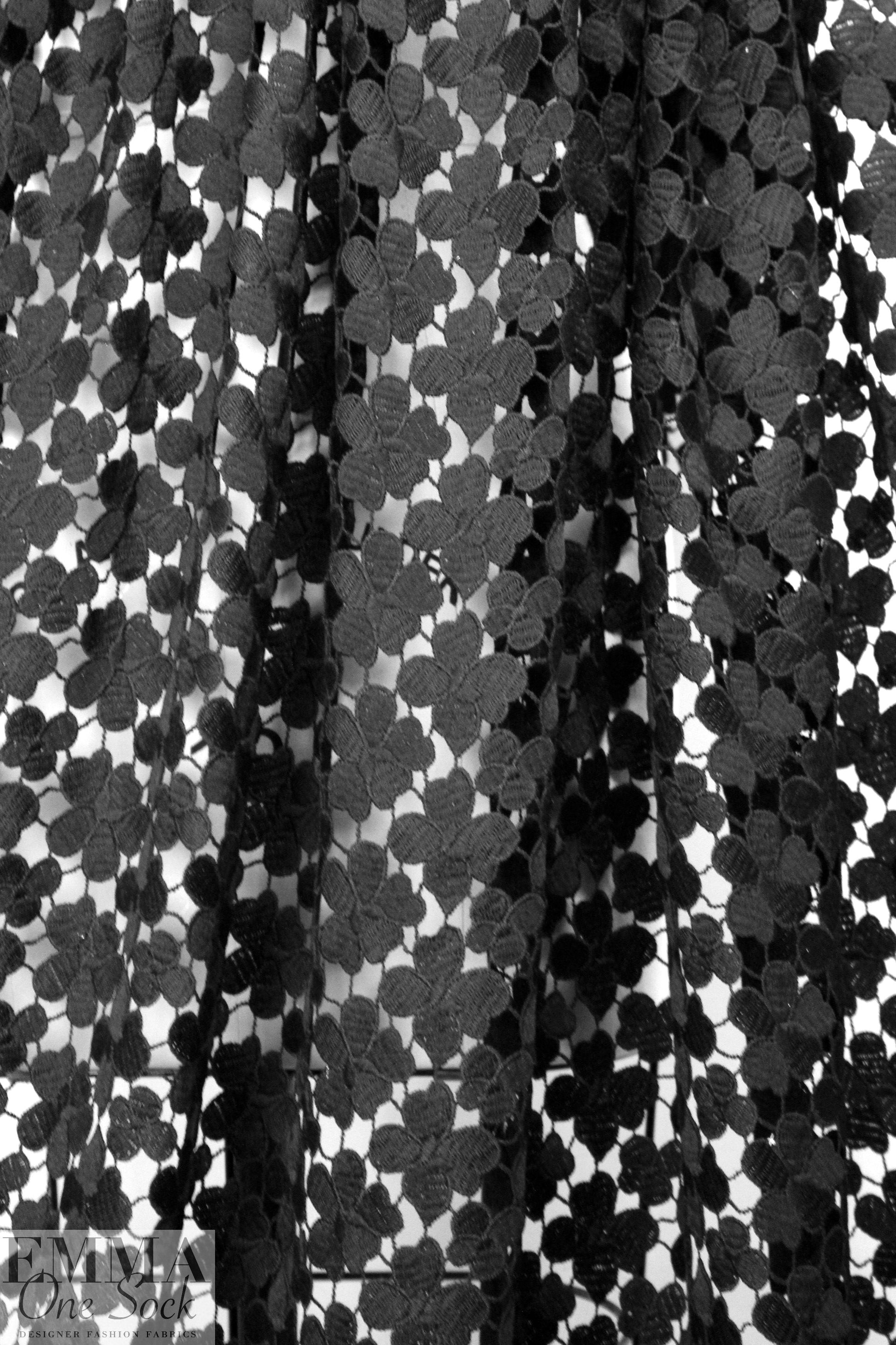 NY designer floral guipure lace - black 1 yard