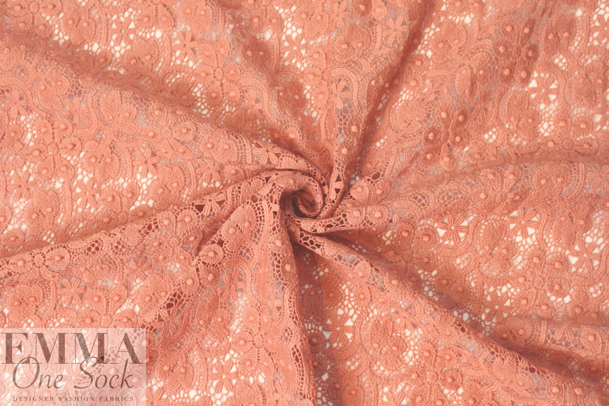NY designer 3-D floral guipure lace - peach blush