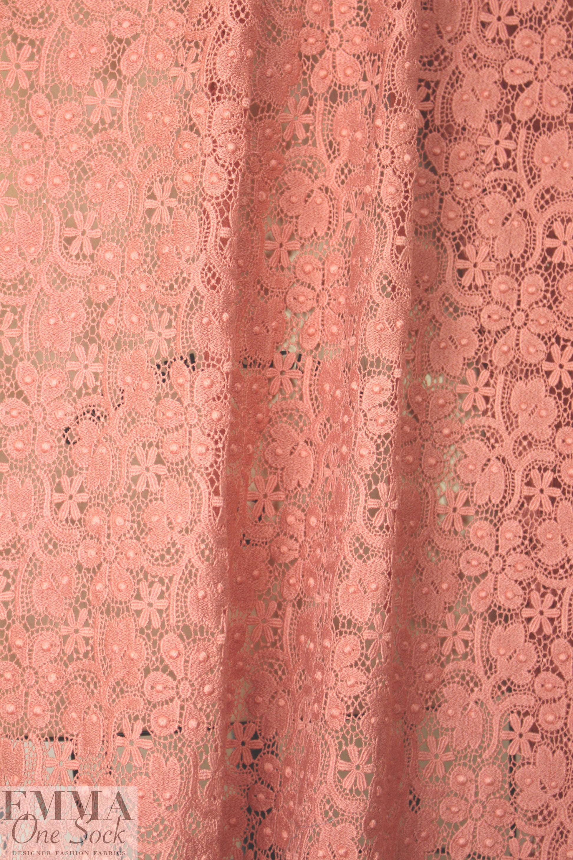 NY designer 3-D floral guipure lace - peach blush