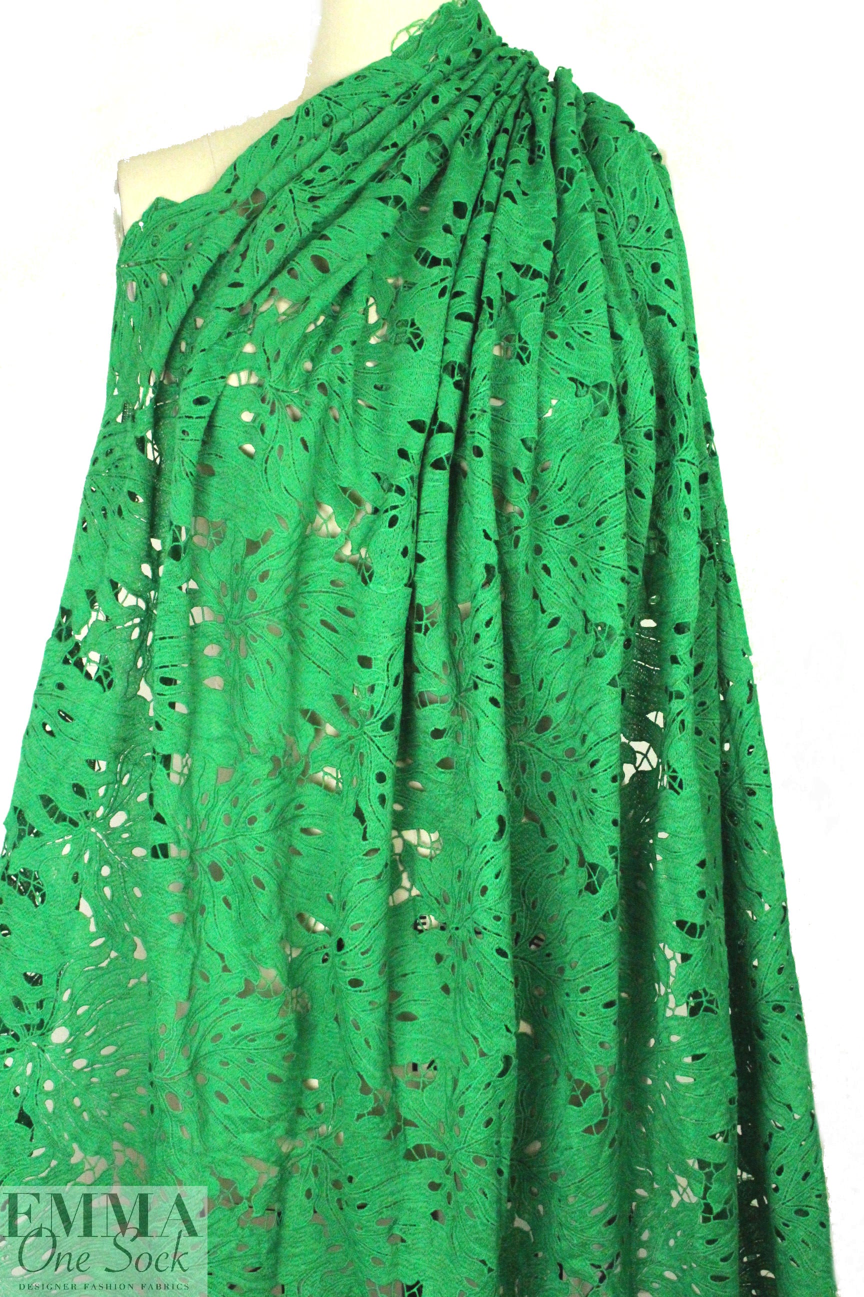 Monique Lhui11er leaf design guipure lace - kelly