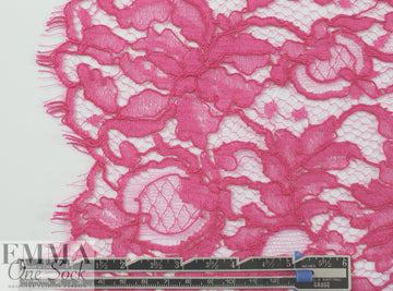 Solstiss French double scallop lace - hot pink 1.125 yd