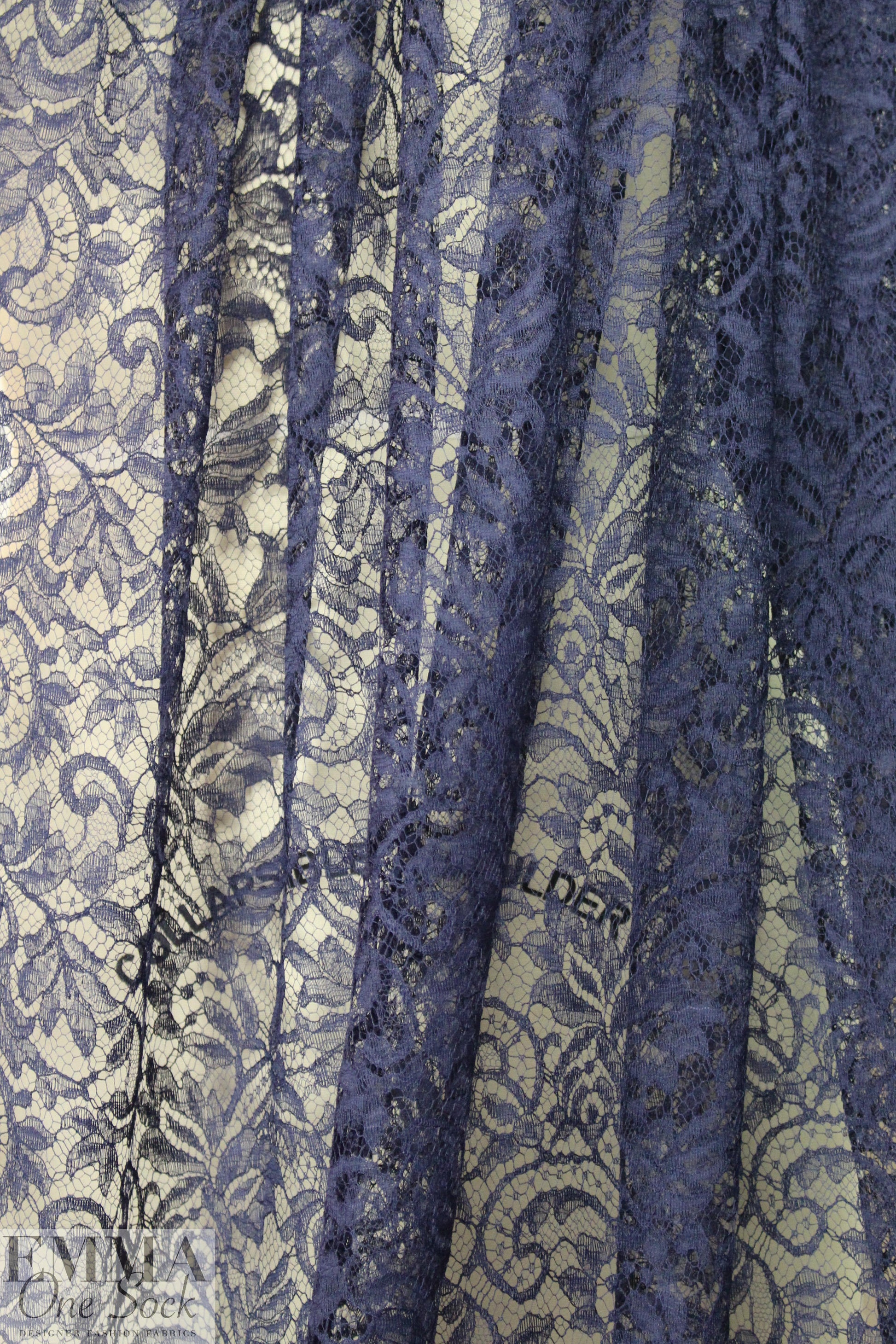 Solstiss French double scallop lace - navy 1.625 yds