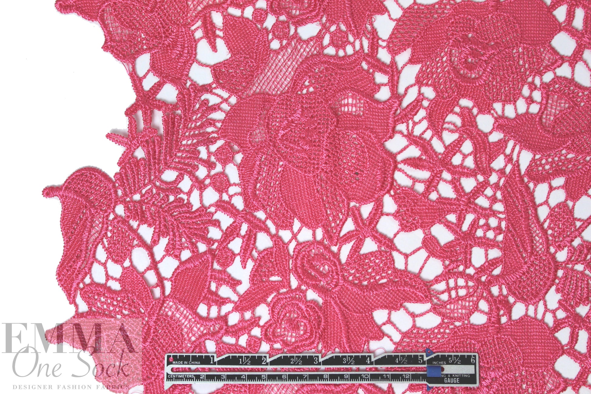 Monique Lhui11er floral guipure lace - candy pink 1.75 yd