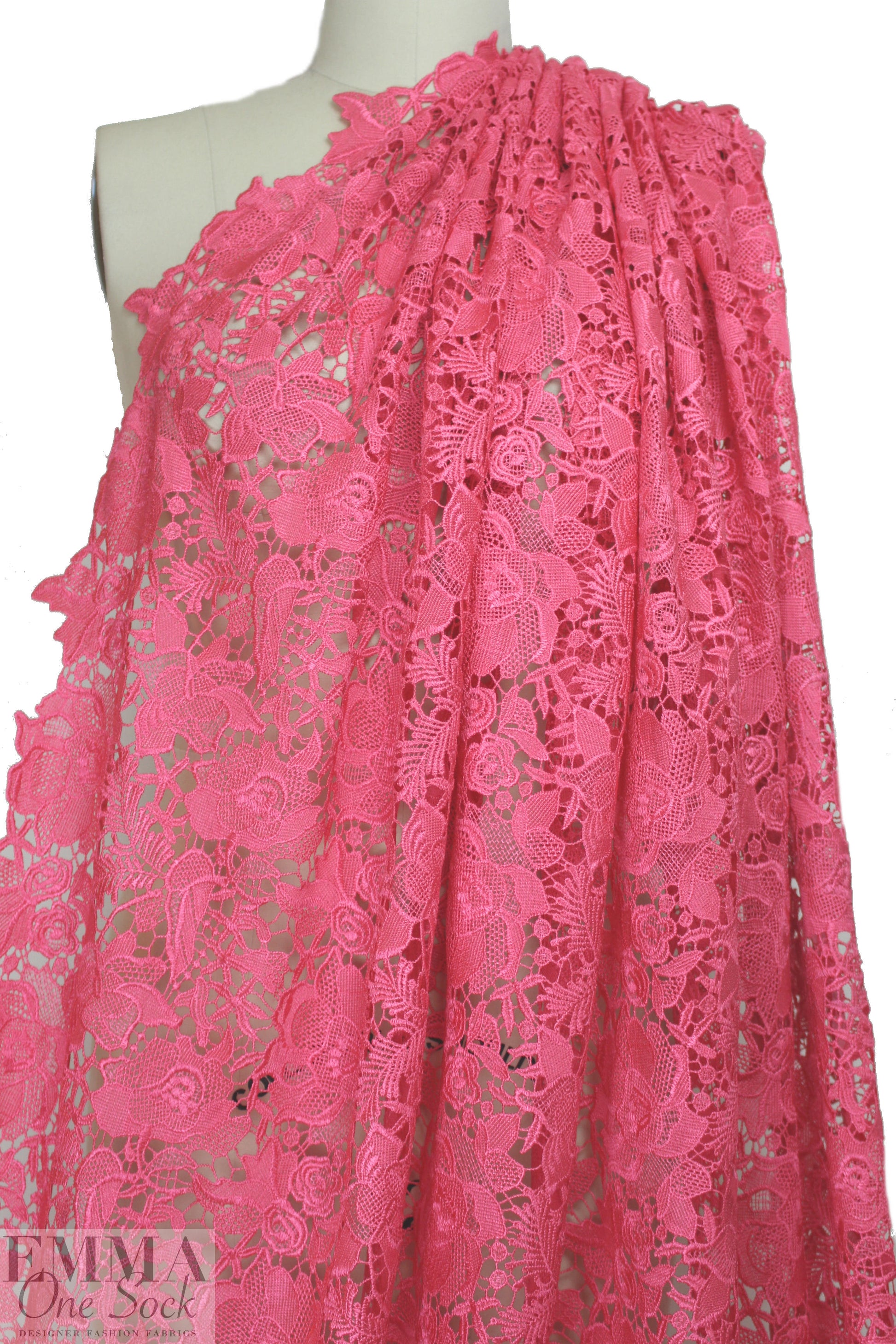 Monique Lhui11er floral guipure lace - candy pink 2 yd