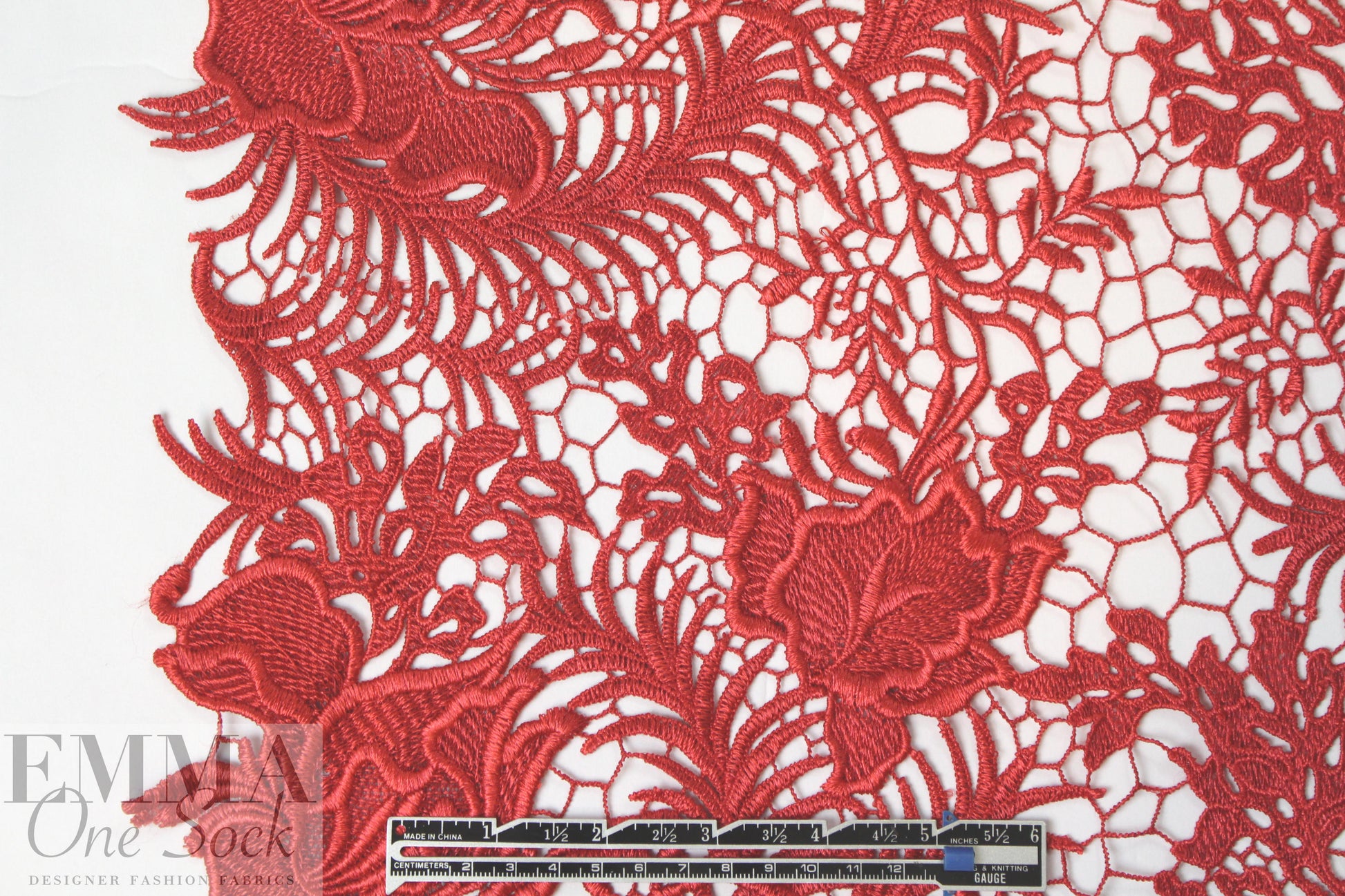 Monique Lhui11er floral guipure lace - coral red