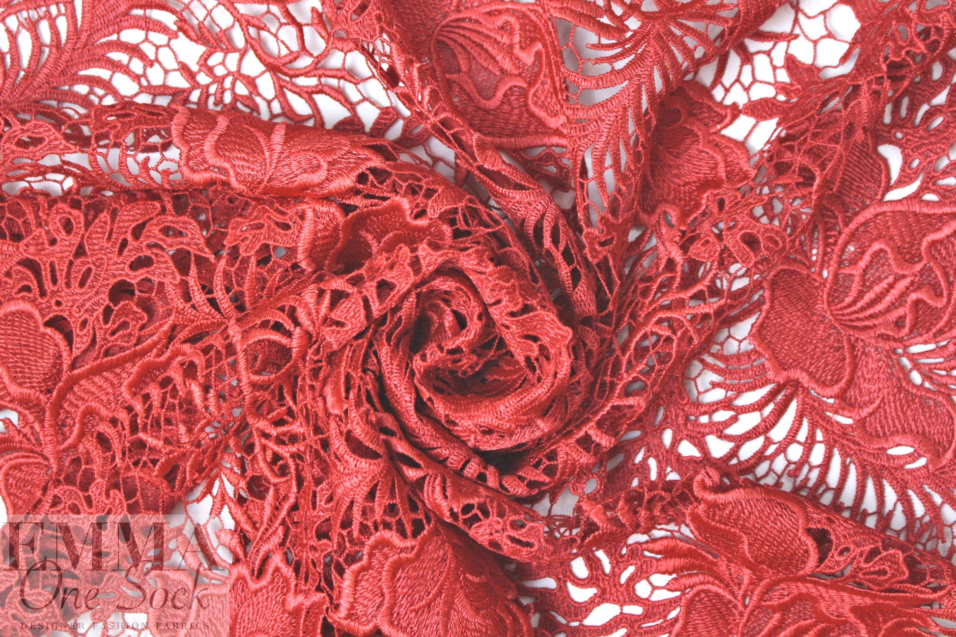 Monique Lhui11er floral guipure lace - coral red