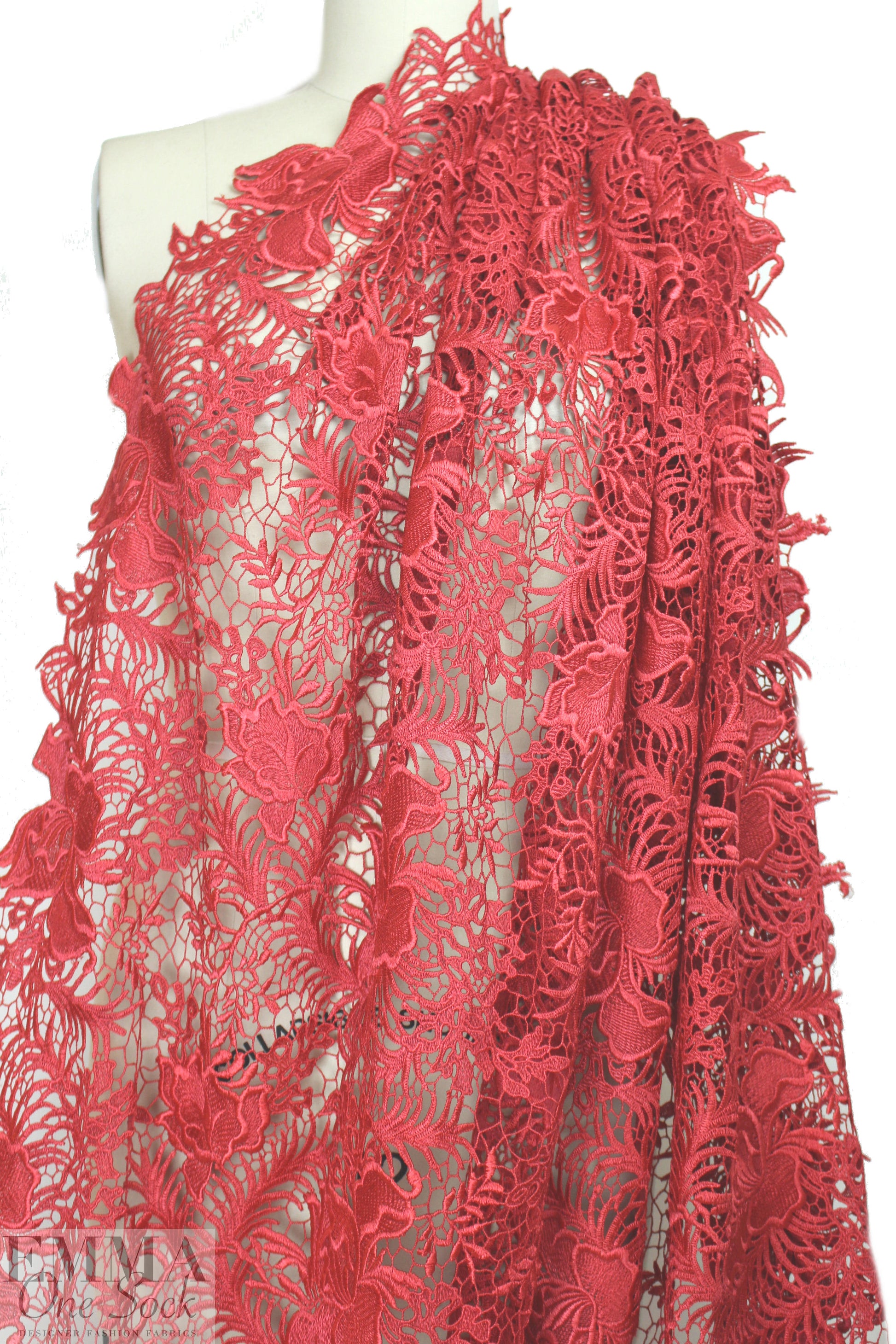 Monique Lhui11er floral guipure lace - coral red