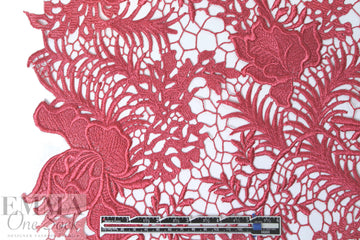 Monique Lhui11er floral guipure lace - coral pink 1.625 yd