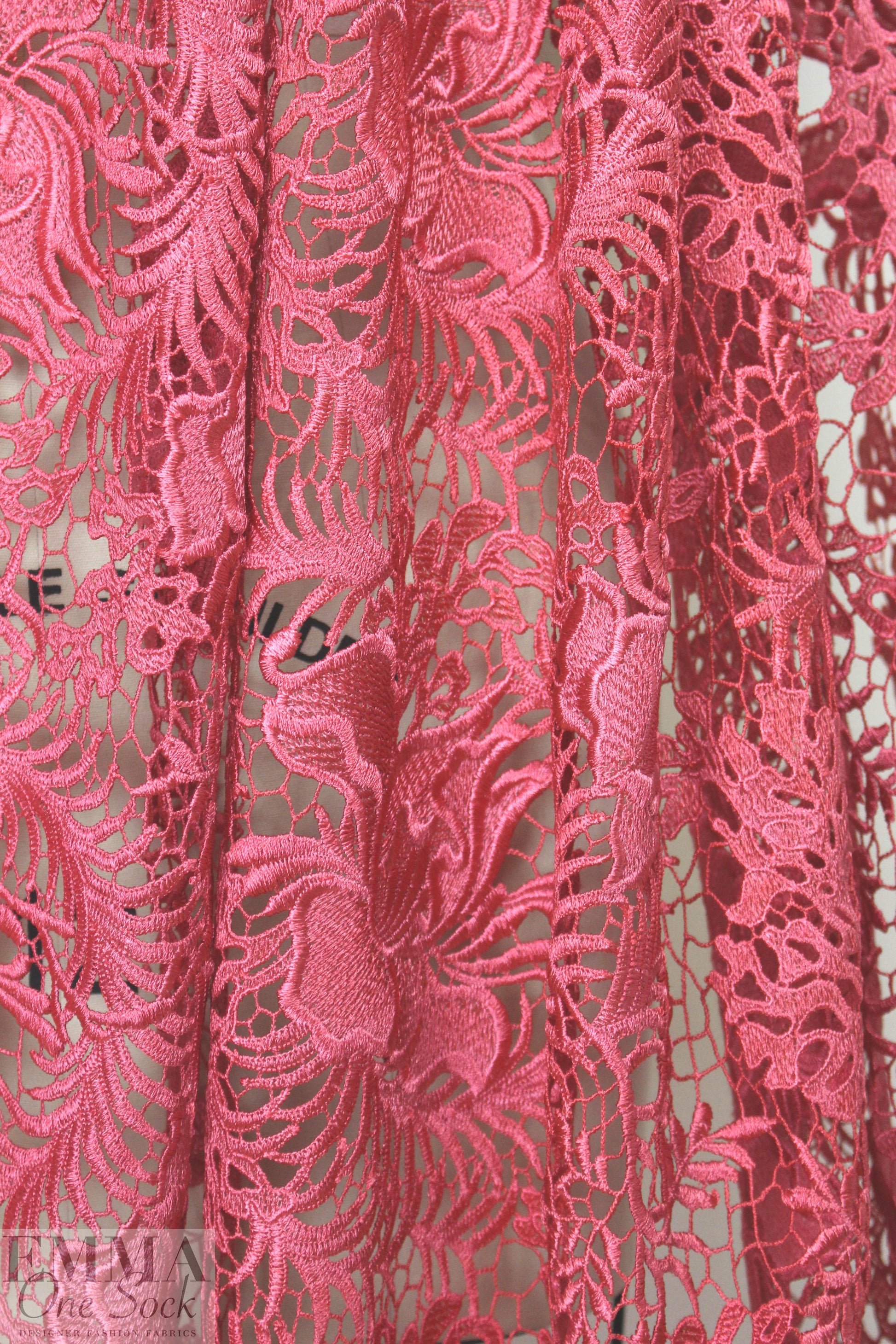 Monique Lhui11er floral guipure lace - coral pink .75 yds