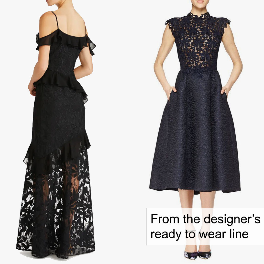 M. Lhui11ier 'black ivy' double scallop guipure lace .75 yds