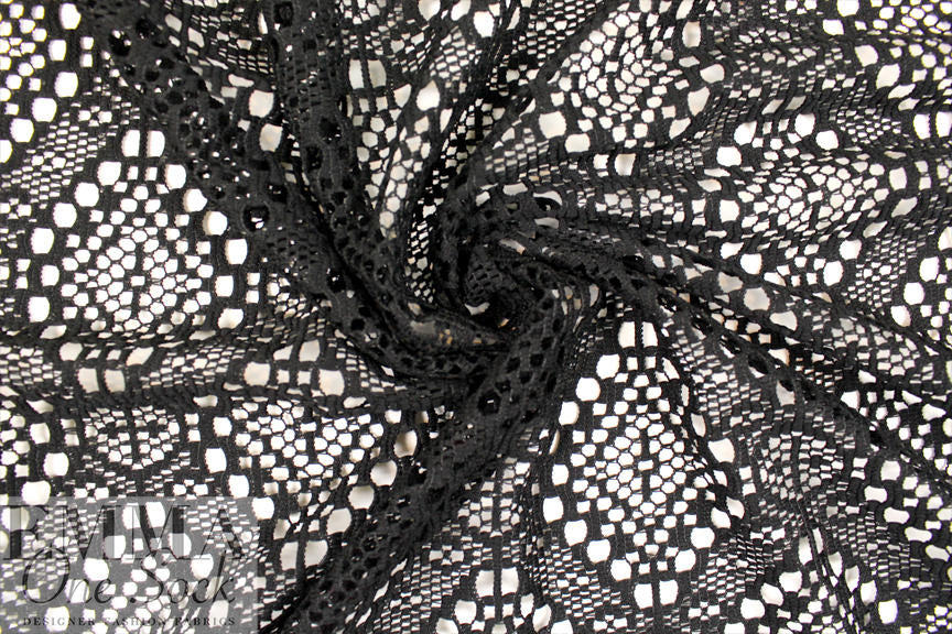 CA designer crochet-style lace - black 1.875 yd