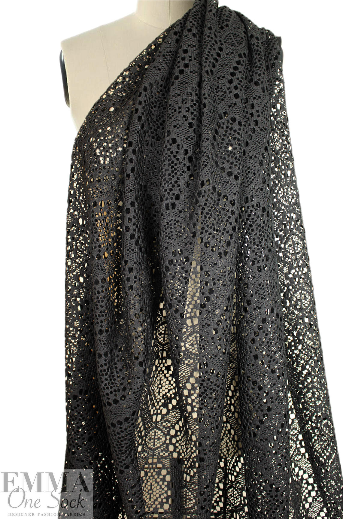 CA designer crochet-style lace - black .75 yds