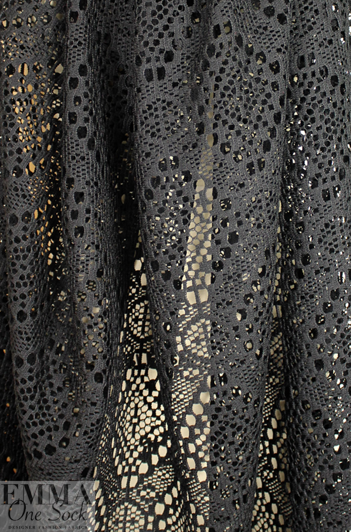 CA designer crochet-style lace - black 1.875 yd