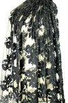 famous designer black 3-D floral applique' tulle lace 2.25 yd