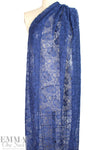 CA designer scallop border corded lace - marine blue 1.375 yd
