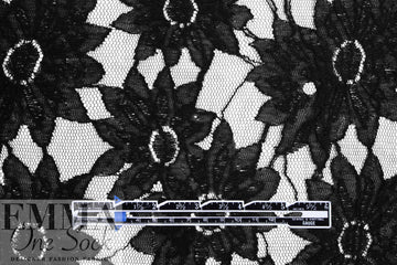 CA designer netted, textured floral lace - classic black 1.875 yd