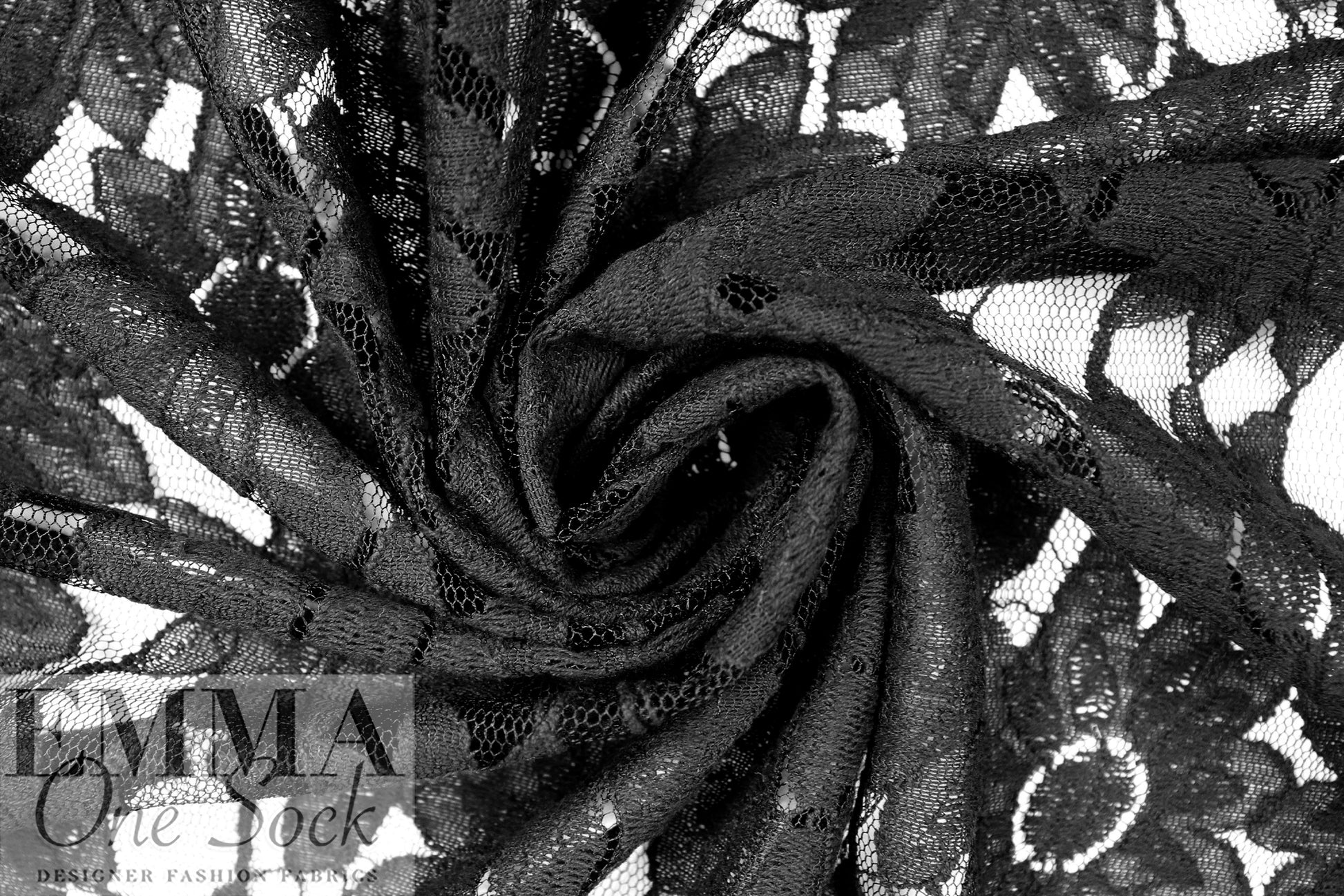 CA designer netted, textured floral lace - classic black 1.875 yd