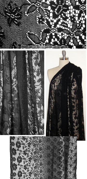 Ref0rmation French all cotton fancy lace - black 2.25 yd