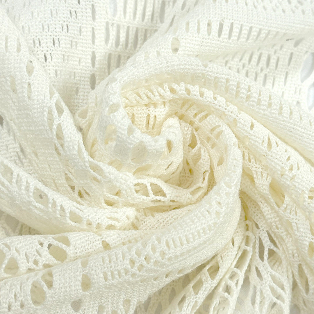 Italian varying lace wool sweater knit - ivory 1.875 yd