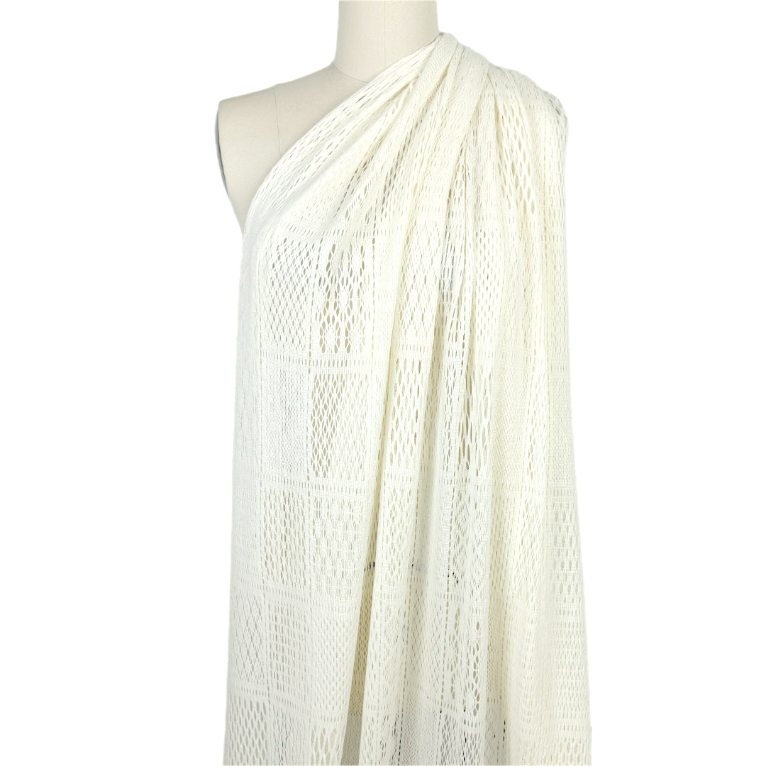 Italian varying lace wool sweater knit - ivory 1.875 yd