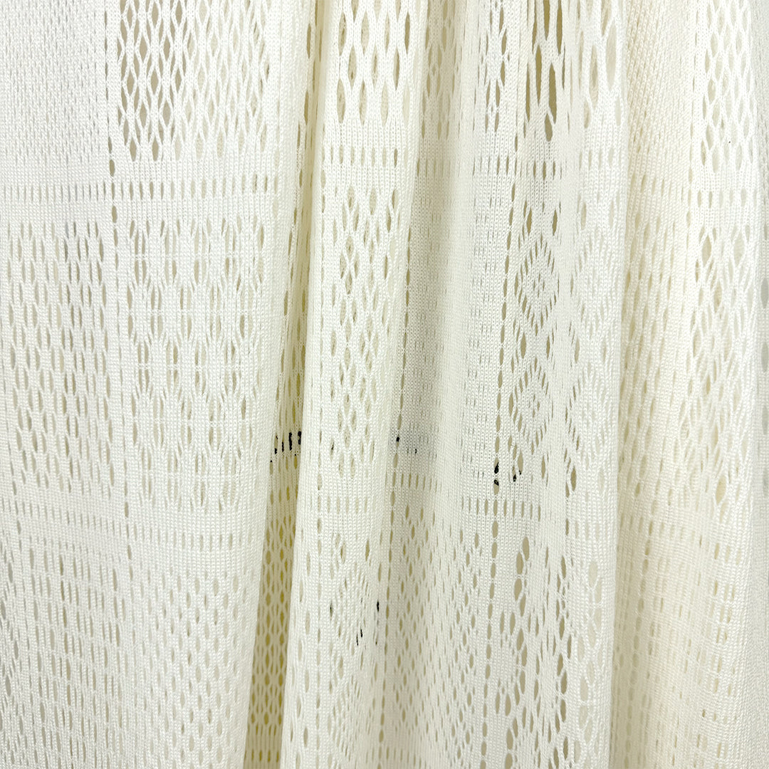 Italian varying lace wool sweater knit - ivory 1.5 yds