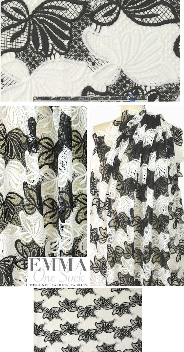 Tah@ri guipure floral lace - black/white