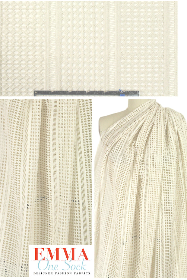 Tah@ri natural diamond stripe design lace .875 yds