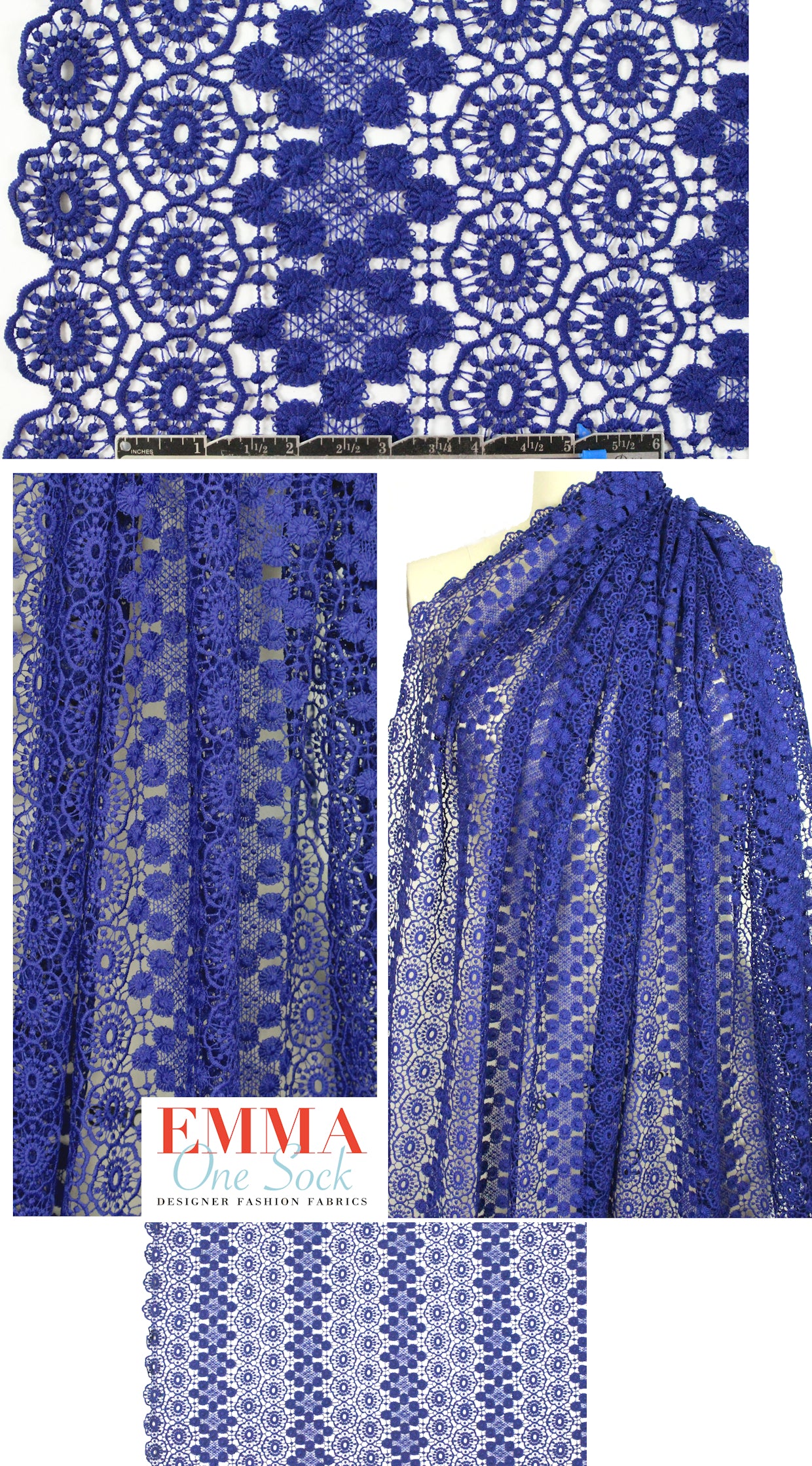 Tah@ri double scallop lace - liberty blue