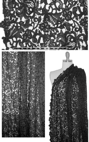The0ry double scallop guipure lace - black